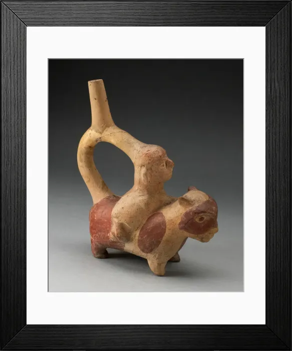 Framed Print : Handle Spout Vessel in the Form of a Woman Riding a Llama, 100 B. C. / A. D. 500 Framed Print : Handle Spout Vessel in the Form of a Woman Riding a Llama, 100 B. C. / A. D. 500