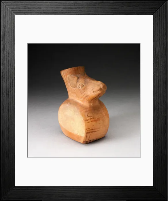 Framed Print : Flat-Sided Jar with Relief of Rodent Head Attached to the Vessels Neck, 100 B. C. / A. D Framed Print : Flat-Sided Jar with Relief of Rodent Head Attached to the Vessels Neck, 100 B. C. / A. D