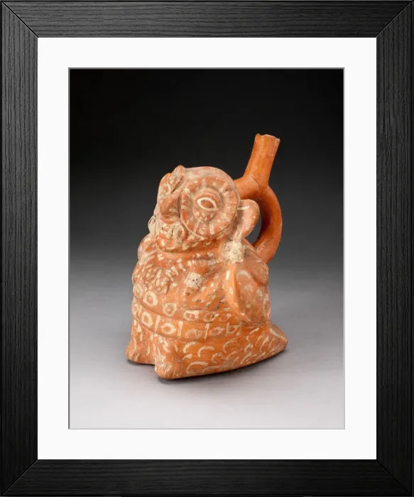 Framed Print : Handle Spout Vessel in the Form of an Anthropomorphic Owl with Feline Fangs... 100 B.C Framed Print : Handle Spout Vessel in the Form of an Anthropomorphic Owl with Feline Fangs... 100 B.C