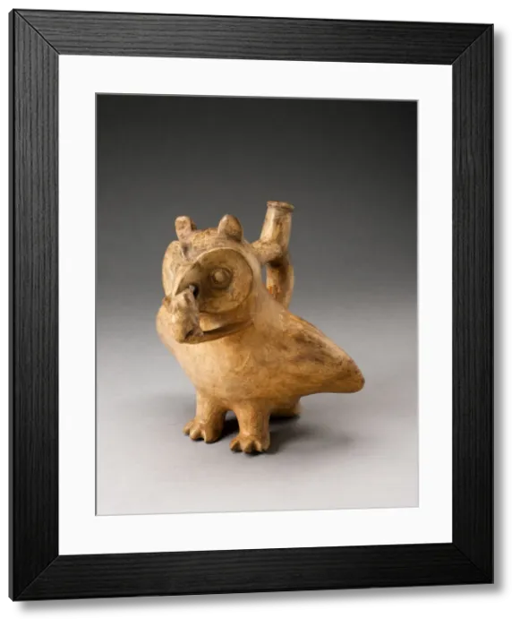 Framed Print : Handle Spout Vessel in Form of an Owl Eating a Mouse, 100 B. C. / A. D. 500. Creator: Unknown Framed Print : Handle Spout Vessel in Form of an Owl Eating a Mouse, 100 B. C. / A. D. 500. Creator: Unknown
