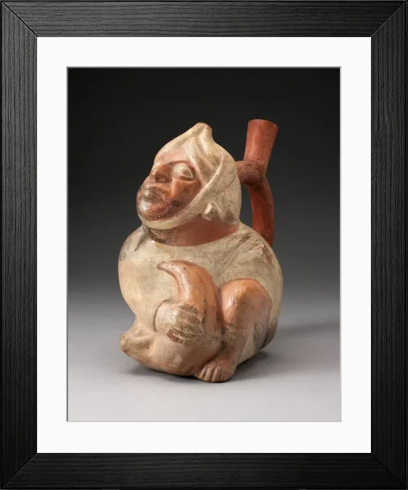 Framed Print : Handle Spout Vessel in the Form of a Seated Man, 100 B. C. / A. D. 500. Creator: Unknown Framed Print : Handle Spout Vessel in the Form of a Seated Man, 100 B. C. / A. D. 500. Creator: Unknown