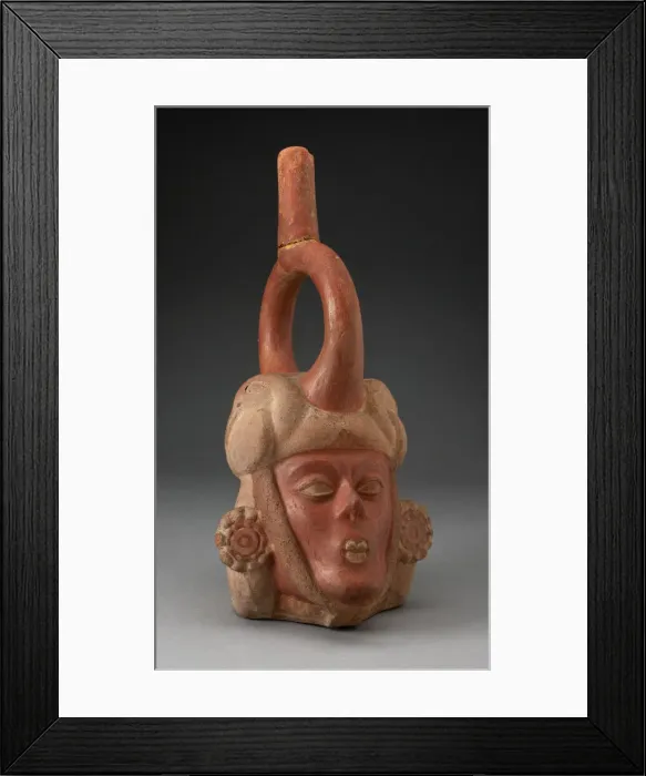 Framed Print : Portrait Vessel of a Ruler with a Skeletal Face and Ornate Earings, 100 B. C. / A. D. 500 Framed Print : Portrait Vessel of a Ruler with a Skeletal Face and Ornate Earings, 100 B. C. / A. D. 500