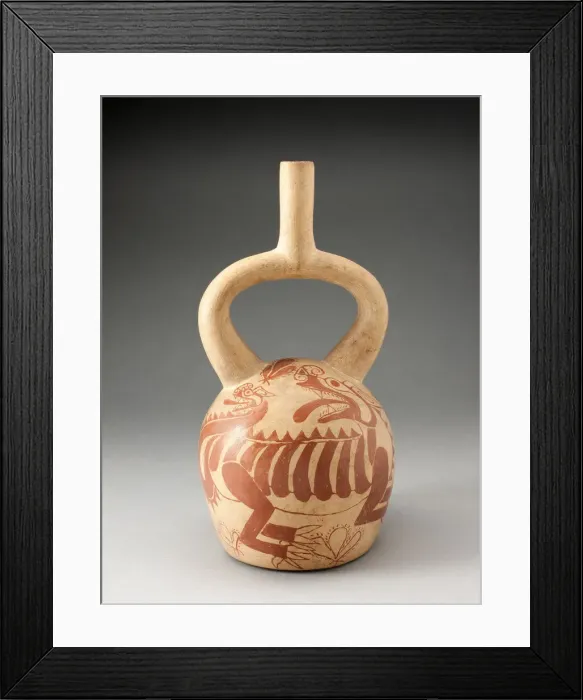 Framed Print : Stirrup Spout Vessel with Fineline Depiction of an Abstract Feline, 100 B. C. / A. D. 500 Framed Print : Stirrup Spout Vessel with Fineline Depiction of an Abstract Feline, 100 B. C. / A. D. 500