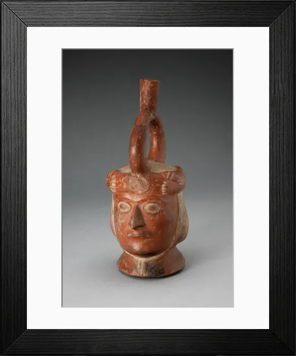 Framed Print : Portrait Vessel with Feline Headdress [Head of Feline is Missing], 100 B. C.  /  A. D. 500