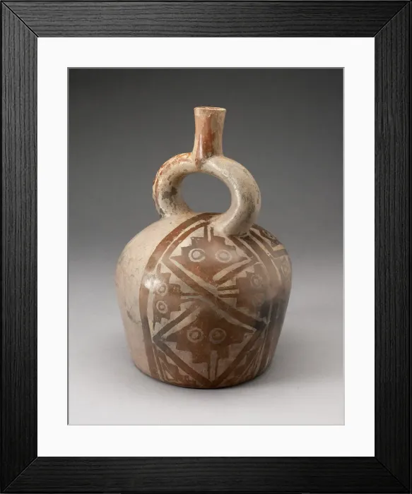 Framed Print : Stirrup Vessel with one Side Painted with Textile-Like Stepped Motif, 100 B. C. / A. D. 500 Framed Print : Stirrup Vessel with one Side Painted with Textile-Like Stepped Motif, 100 B. C. / A. D. 500