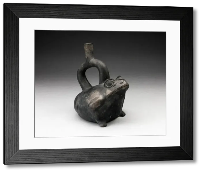 Framed Print : Blackware Stirrup Vessel in the Form of a Frog, 100 B. C. / A. D. 500. Creator: Unknown Framed Print : Blackware Stirrup Vessel in the Form of a Frog, 100 B. C. / A. D. 500. Creator: Unknown