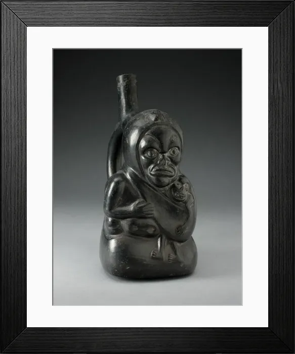 Framed Print : Handle Spout Vessel in the Form of a Skeletal Figure Holding a Child, 100 B. C. / A. D. 500 Framed Print : Handle Spout Vessel in the Form of a Skeletal Figure Holding a Child, 100 B. C. / A. D. 500