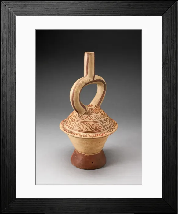Framed Print : Stirup Spout Vessel in Form of a Covered Bowl with Geometric Patterning, 100 B. C. / A. D Framed Print : Stirup Spout Vessel in Form of a Covered Bowl with Geometric Patterning, 100 B. C. / A. D