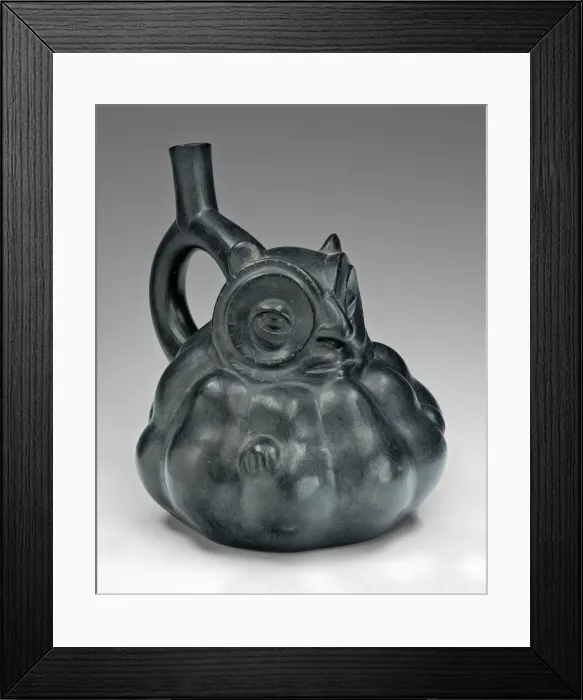 Framed Print : Handle Spout Vessel in the Form of an Owl with a Gourd-Like Body, 100 B. C. / A. D. 500 Framed Print : Handle Spout Vessel in the Form of an Owl with a Gourd-Like Body, 100 B. C. / A. D. 500