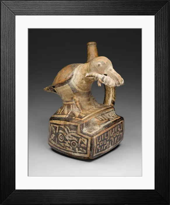 Framed Print : Square Handle Spout Vessel with Form of a Bird Eating a Lizard, 100 B. C. / A. D. 500 Framed Print : Square Handle Spout Vessel with Form of a Bird Eating a Lizard, 100 B. C. / A. D. 500