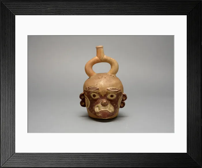 Framed Print : Stirrup Spout Vessel in Form of a Head, Possibly Ai-Apec, 100 B. C. / A. D. 500 Framed Print : Stirrup Spout Vessel in Form of a Head, Possibly Ai-Apec, 100 B. C. / A. D. 500