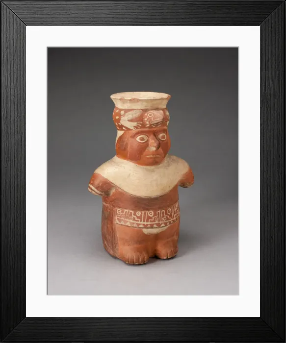 Framed Print : Jar in the Form of a Figure with Patterned Waistband and Lizard Headdress, 100 B. C. / A. D Framed Print : Jar in the Form of a Figure with Patterned Waistband and Lizard Headdress, 100 B. C. / A. D