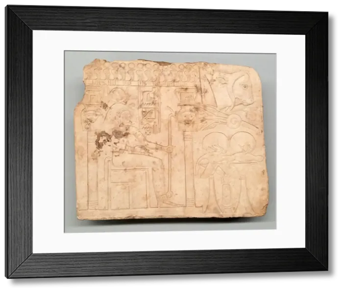 Framed Print : Artists Trial Piece: Hathor in Shrine, Offerings, Ox Head, Egypt, Late Period Framed Print : Artists Trial Piece: Hathor in Shrine, Offerings, Ox Head, Egypt, Late Period