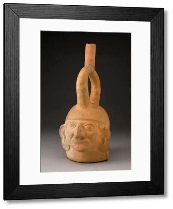 Framed Print : Portrait Vessel of a Figure with Large Disk Earflares, 100 B. C. / A. D. 500 Framed Print : Portrait Vessel of a Figure with Large Disk Earflares, 100 B. C. / A. D. 500
