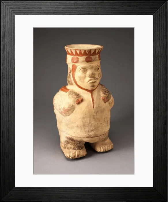 Framed Print : Effigy Jar Depicting a Dwarf Carrying a Puma, 100 B. C. / A. D. 500. Creator: Unknown Framed Print : Effigy Jar Depicting a Dwarf Carrying a Puma, 100 B. C. / A. D. 500. Creator: Unknown
