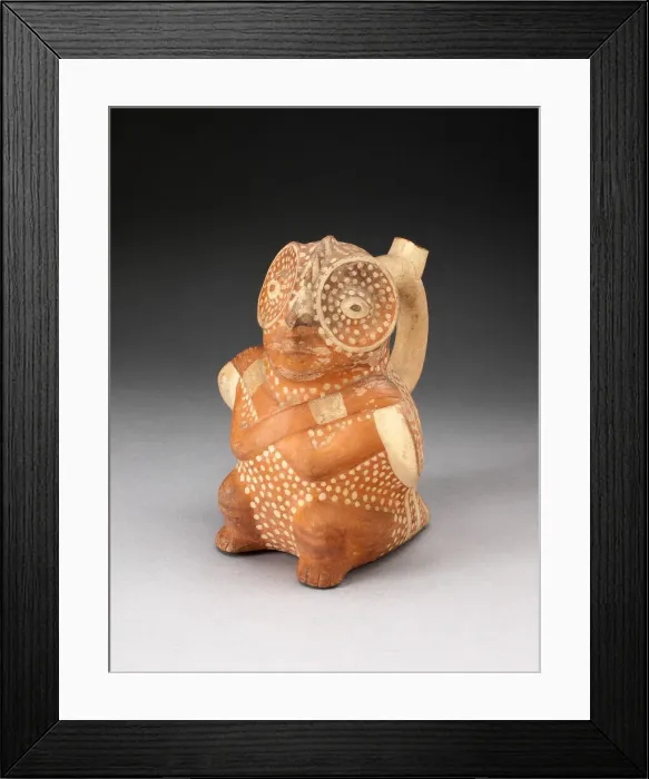 Framed Print : Handle Spout Vessel in the Form of a Anthropomorphic Owl with Arms Crossed over Framed Print : Handle Spout Vessel in the Form of a Anthropomorphic Owl with Arms Crossed over