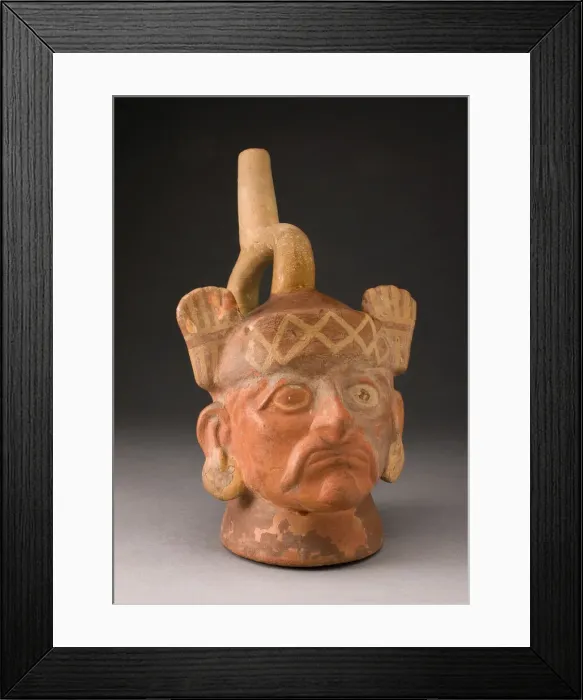 Framed Print : Portrait Vessel of a Ruler with Mustache and Feathered Headdress, 100 B. C. / A. D. 500 Framed Print : Portrait Vessel of a Ruler with Mustache and Feathered Headdress, 100 B. C. / A. D. 500
