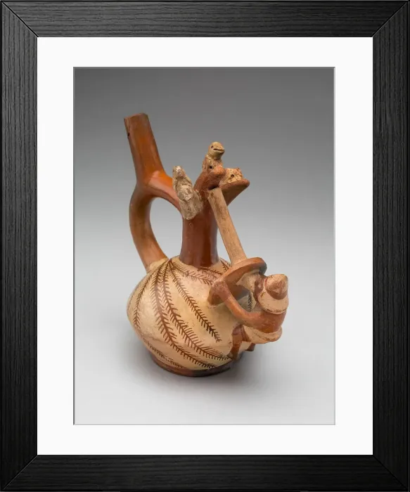 Framed Print : Vessel Depicting a Bird-Hunting Scene, 100 B. C. / A. D. 500. Creator: Unknown Framed Print : Vessel Depicting a Bird-Hunting Scene, 100 B. C. / A. D. 500. Creator: Unknown