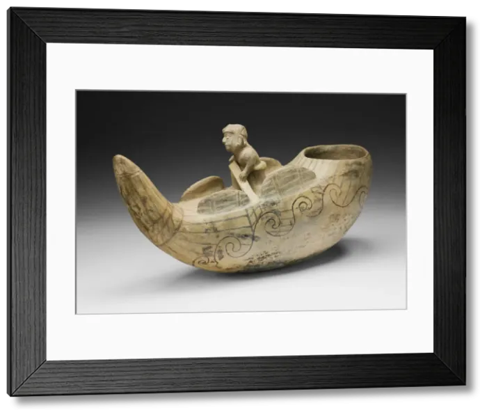 Framed Print : Vessel in the Form of a Fisherman in a Reed Boat, 100 B. C. / A. D. 500. Creator: Unknown Framed Print : Vessel in the Form of a Fisherman in a Reed Boat, 100 B. C. / A. D. 500. Creator: Unknown