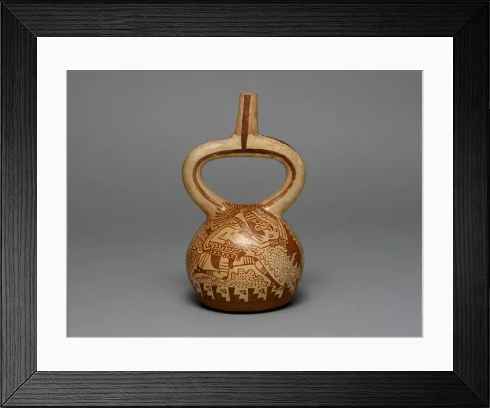 Framed Print : Stirrup Spout Vessel Depicting Costumed Runners, 100 B. C. / A. D. 500. Creator: Unknown Framed Print : Stirrup Spout Vessel Depicting Costumed Runners, 100 B. C. / A. D. 500. Creator: Unknown