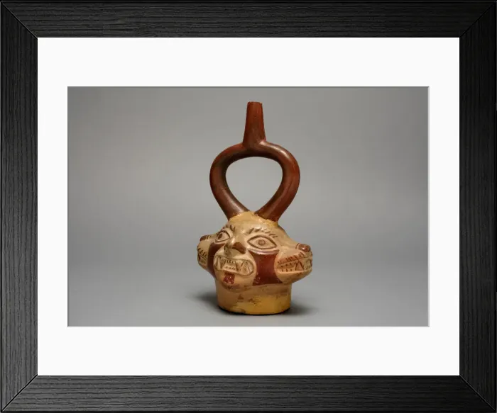 Framed Print : Stirrup Vessel in the Form of Multi-Headed Feline Being, A. D. 250 / 500. Creator: Unknown Framed Print : Stirrup Vessel in the Form of Multi-Headed Feline Being, A. D. 250 / 500. Creator: Unknown