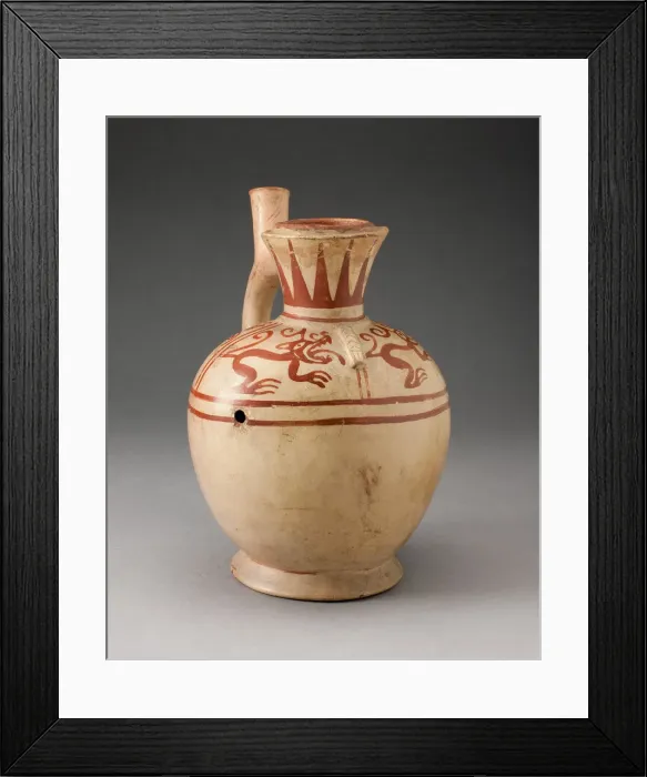 Framed Print : Handle Spout Jug with Quadruped Motifs, 100 B. C. / A. D. 500. Creator: Unknown Framed Print : Handle Spout Jug with Quadruped Motifs, 100 B. C. / A. D. 500. Creator: Unknown