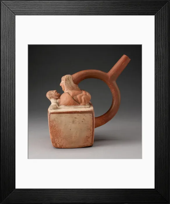 Framed Print : Handle Spout Vessel Depicting Two Lovers, 100 B. C. / A. D. 500. Creator: Unknown Framed Print : Handle Spout Vessel Depicting Two Lovers, 100 B. C. / A. D. 500. Creator: Unknown