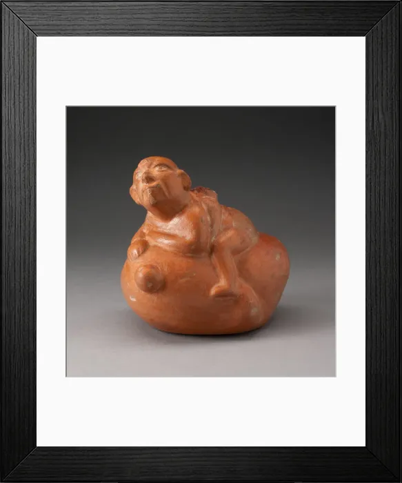 Framed Print : Stirrup Spout Vessel in Form of a Man Sitting atop a Vegetable, 100 B. C. / A. D. 500 Framed Print : Stirrup Spout Vessel in Form of a Man Sitting atop a Vegetable, 100 B. C. / A. D. 500