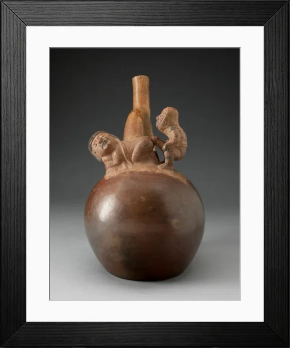 Framed Print : Handle Spout Vessel Depicting an Erotic Scene, 100 B. C. / A. D. 500. Creator: Unknown Framed Print : Handle Spout Vessel Depicting an Erotic Scene, 100 B. C. / A. D. 500. Creator: Unknown