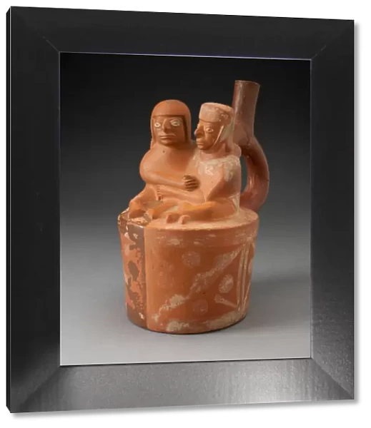 Handle Spout Vessel Depicting a Couple in an Erotic Embrace, 100 B. C.  /  A. D. 500