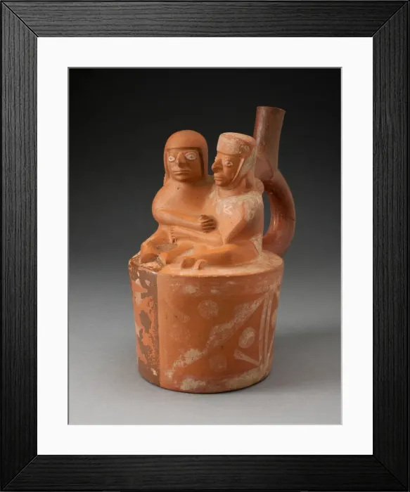 Framed Print : Handle Spout Vessel Depicting a Couple in an Erotic Embrace, 100 B. C. / A. D. 500 Framed Print : Handle Spout Vessel Depicting a Couple in an Erotic Embrace, 100 B. C. / A. D. 500