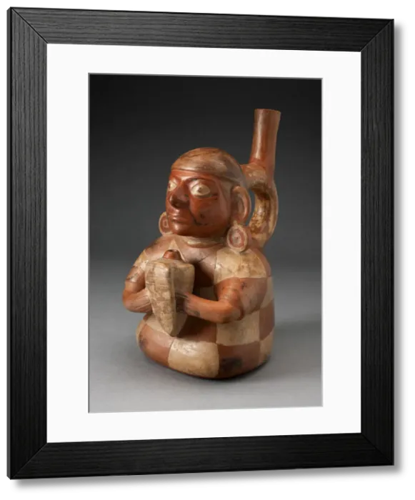 Framed Print : Handle Spout Vessel in the Form of Seated Musician Holding Conch Trumpet, 100 B. C. / A. D Framed Print : Handle Spout Vessel in the Form of Seated Musician Holding Conch Trumpet, 100 B. C. / A. D