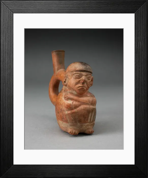 Framed Print : Miniature Handle Spout Vessel in Form of a Seated Man, 100 B. C. / A. D. 500 Framed Print : Miniature Handle Spout Vessel in Form of a Seated Man, 100 B. C. / A. D. 500