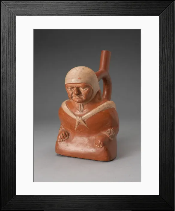 Framed Print : Handle Spout Vessel in the Form of a Seated Figure Wearing Tied Shawl, 100 B. C. / A. D. 500 Framed Print : Handle Spout Vessel in the Form of a Seated Figure Wearing Tied Shawl, 100 B. C. / A. D. 500