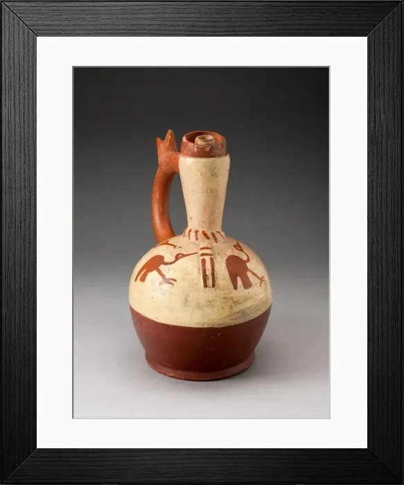 Framed Print : Handle Spout Jug with Fineline Bird Motifs, 100 B. C. / A. D. 500. Creator: Unknown Framed Print : Handle Spout Jug with Fineline Bird Motifs, 100 B. C. / A. D. 500. Creator: Unknown