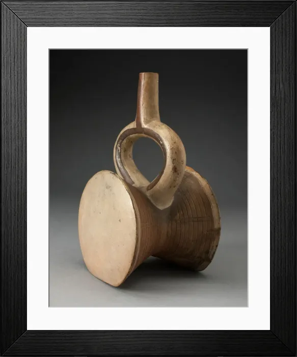 Framed Print : Stirrup Spout Vessel in the Form of a Drum, 100 B. C. / A. D. 500. Creator: Unknown Framed Print : Stirrup Spout Vessel in the Form of a Drum, 100 B. C. / A. D. 500. Creator: Unknown