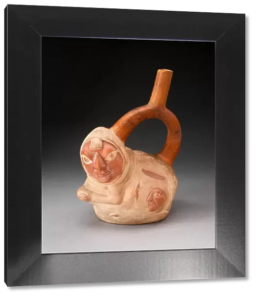 Handle Spout Vessel in the Form of a Crouching Figure with Human Heads Attached to