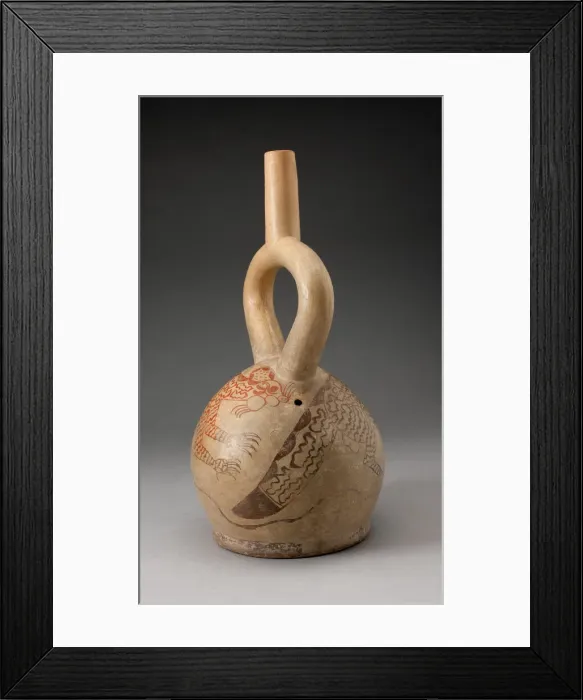 Framed Print : Stirrup Spout Vessel with Fineline Image of a Cat, 100 B. C. / A. D. 500. Creator: Unknown Framed Print : Stirrup Spout Vessel with Fineline Image of a Cat, 100 B. C. / A. D. 500. Creator: Unknown