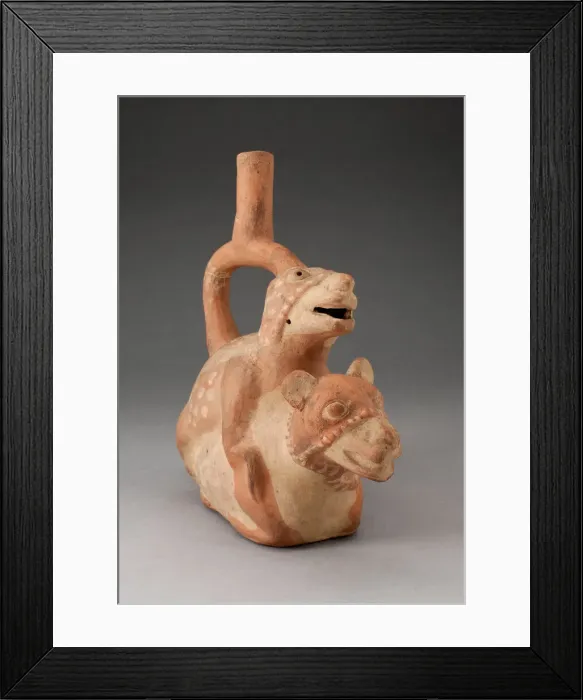 Framed Print : Handle Spout Vessel in Form of Mating Llamas, 100 B. C. / A. D. 500. Creator: Unknown Framed Print : Handle Spout Vessel in Form of Mating Llamas, 100 B. C. / A. D. 500. Creator: Unknown