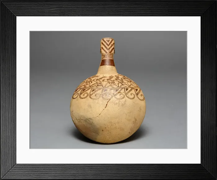 Framed Print : Corn Popper Depicting Costumed Runners with a Modeled Handle, 100 B. C. / A. D. 500 Framed Print : Corn Popper Depicting Costumed Runners with a Modeled Handle, 100 B. C. / A. D. 500