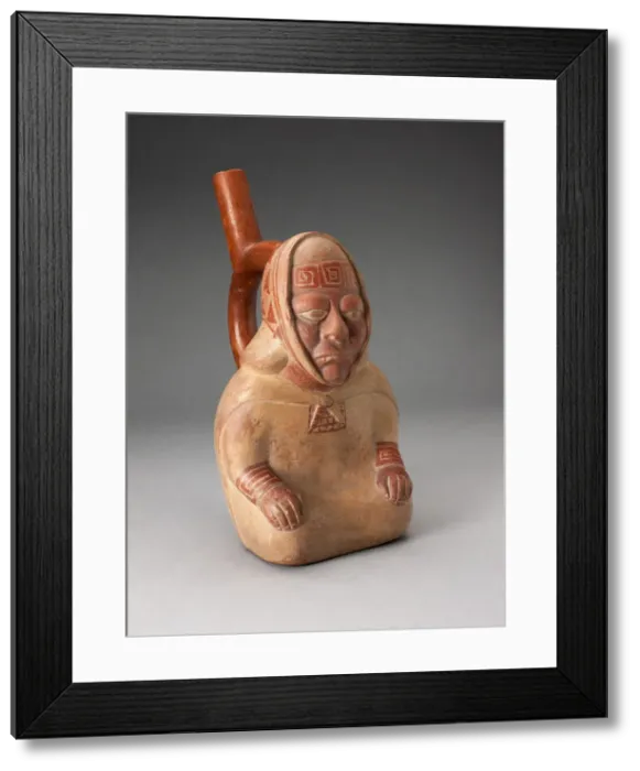 Framed Print : Handle Spout Vessel in the Form of a Seated Female Wearing Patterned Headkerchief Framed Print : Handle Spout Vessel in the Form of a Seated Female Wearing Patterned Headkerchief