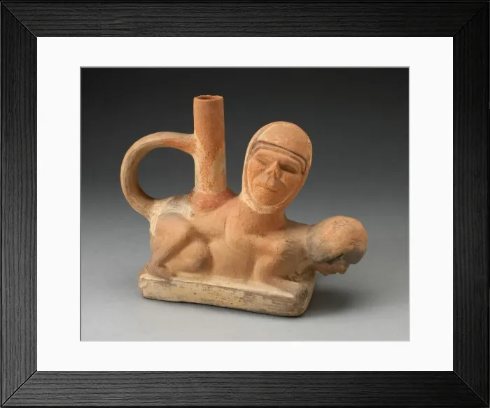 Framed Print : Handle Spout Vessel Depicting an Erotic Scene, 100 B. C. / A. D. 500. Creator: Unknown Framed Print : Handle Spout Vessel Depicting an Erotic Scene, 100 B. C. / A. D. 500. Creator: Unknown