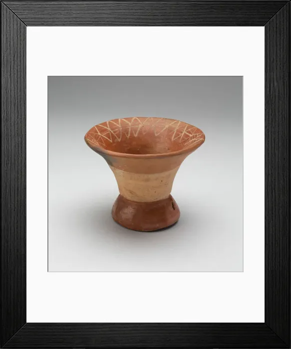 Framed Print : Flaring bowl with Rattle Base and Incised Geometric Motif on Interior Rim, 100 B. C.  /  A. D