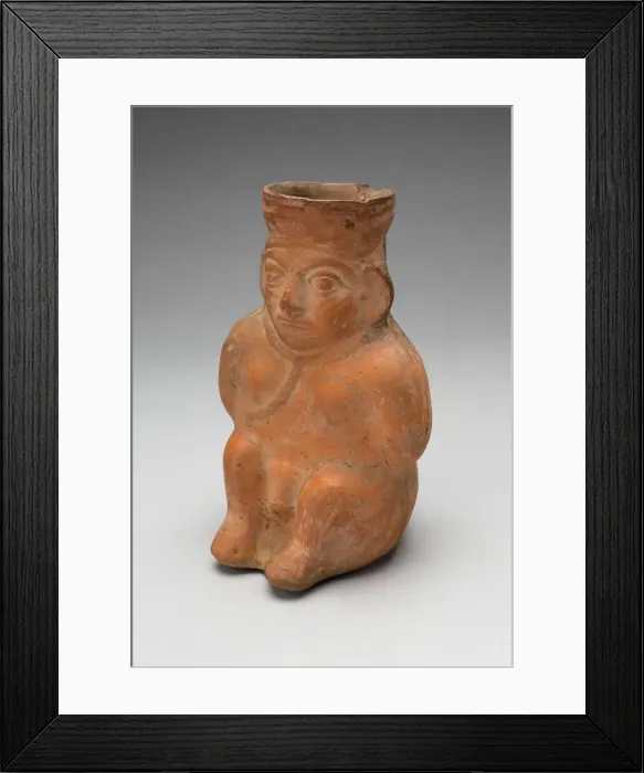 Framed Print : Jar in the Form of a Captive with Modeled Head, Rope Encircling Neck, and Tied Hands Framed Print : Jar in the Form of a Captive with Modeled Head, Rope Encircling Neck, and Tied Hands