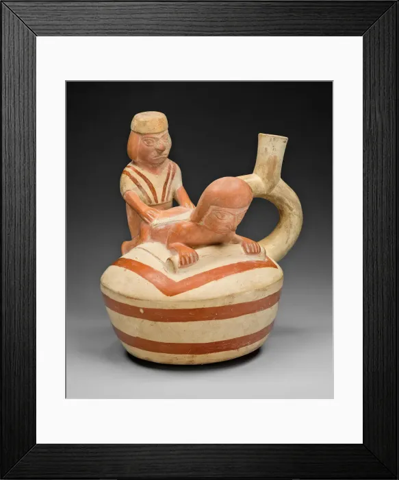 Framed Print : Handle Spout Vessel Depicting an Erotic Scene, 100 B. C. / A. D. 500. Creator: Unknown Framed Print : Handle Spout Vessel Depicting an Erotic Scene, 100 B. C. / A. D. 500. Creator: Unknown