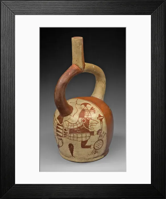 Framed Print : Stirrup Spout Vessel with Fineline Fox Warrior Motif, 100 B. C. / A. D. 500. Creator: Unknown Framed Print : Stirrup Spout Vessel with Fineline Fox Warrior Motif, 100 B. C. / A. D. 500. Creator: Unknown
