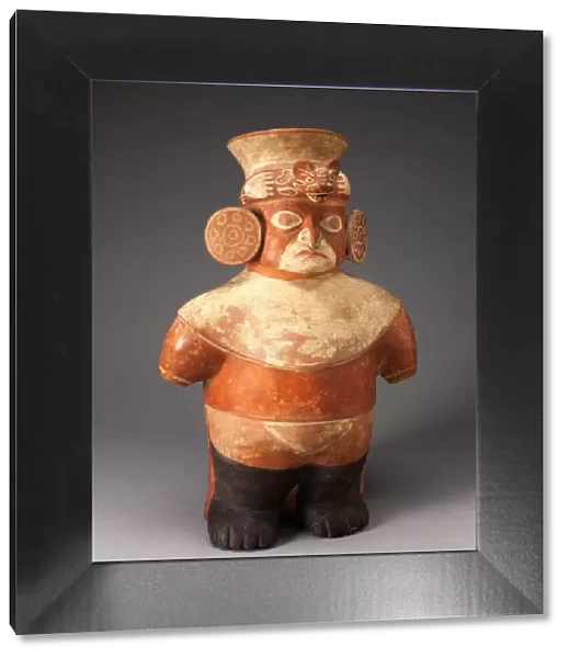 Jar in the Form of a Figure with Painted Head, Large Earflares, and Feline Headdress