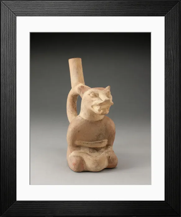 Framed Print : Handle Spout Vessel in the Form of a Cat Man, 100 B. C.  /  A. D. 500. Creator: Unknown