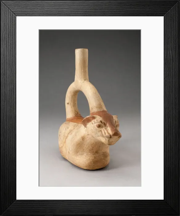 Framed Print : Stirrup Spout Vessel in Form of a Resting Feline, 100 B. C. / A. D. 500. Creator: Unknown Framed Print : Stirrup Spout Vessel in Form of a Resting Feline, 100 B. C. / A. D. 500. Creator: Unknown