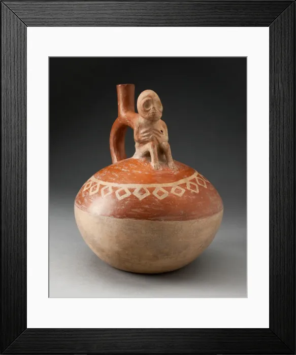 Framed Print : Spout Vessel with Skeletal Figure Seated Attached to Handle, 100 B. C. / A. D. 500 Framed Print : Spout Vessel with Skeletal Figure Seated Attached to Handle, 100 B. C. / A. D. 500